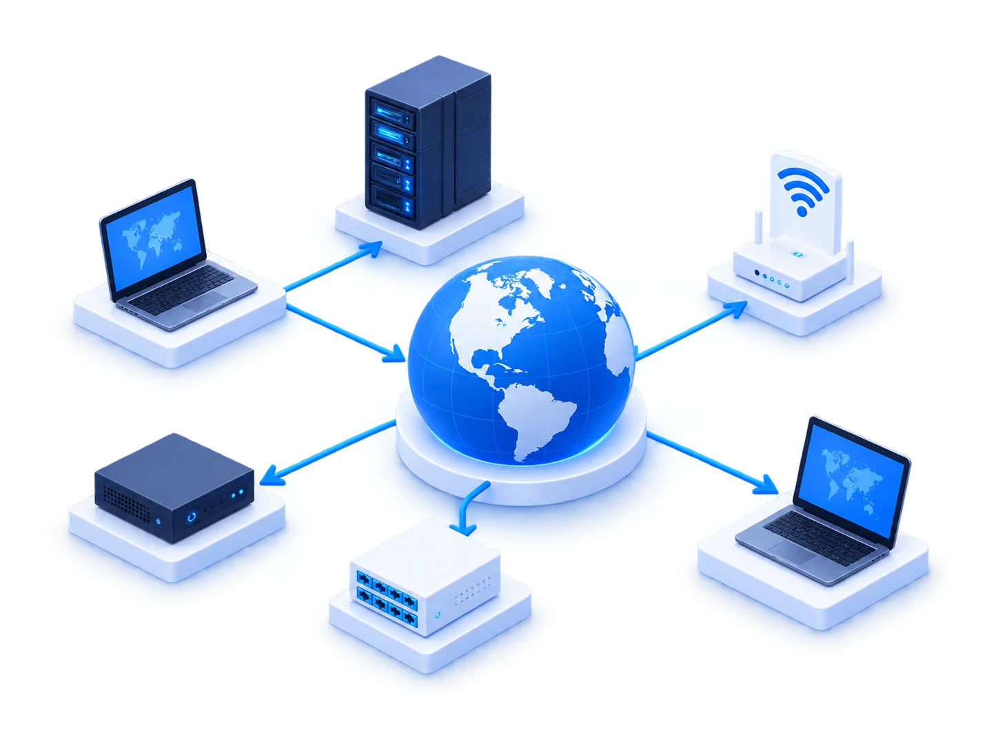 Enterprise network topology connecting users, wireless and data center infrastructure